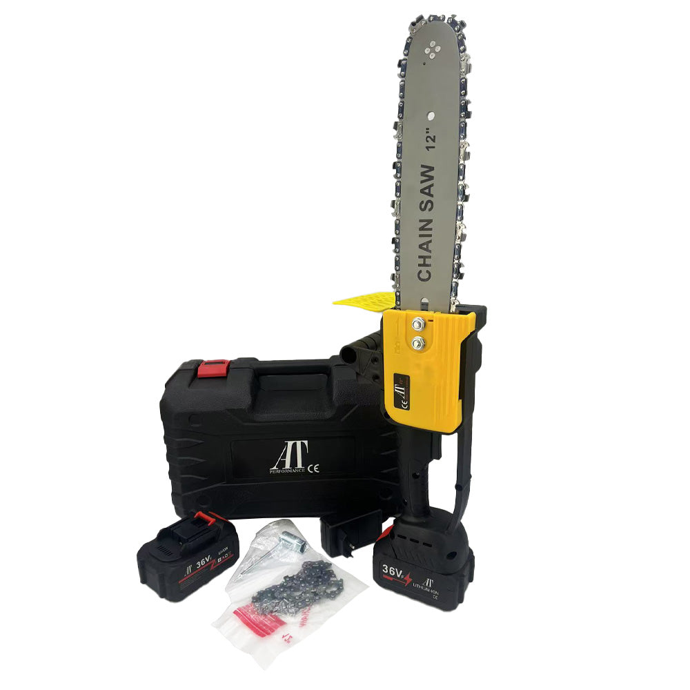 Drujbă Electrică AT PERFORMANCE®, 1200W cu Acumulator 48V, Lamă 30 cm, 4200 RPM, Portabilă, Fără Fir, Cu Accesorii